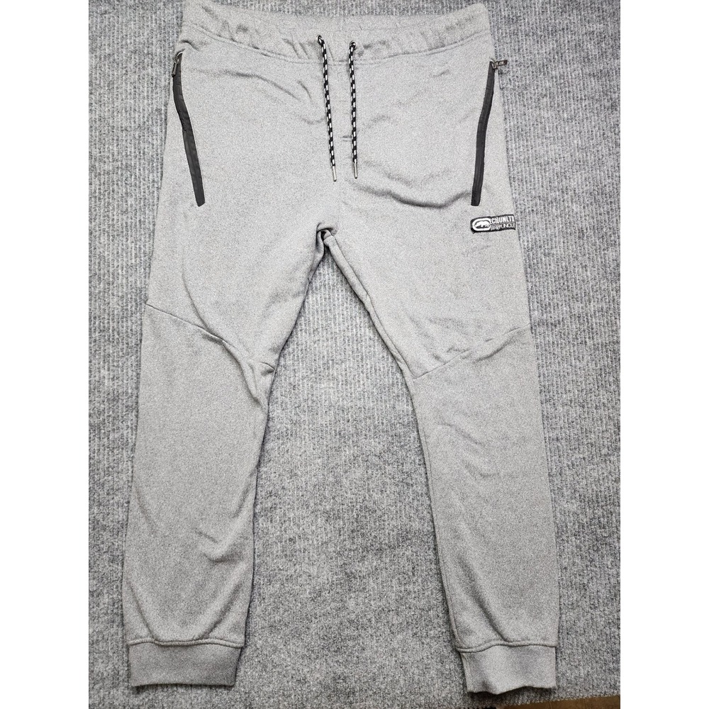 Ecko Unltd Raw Uncut Mens Jogger Pants Gray Fleece Zipper Pockets XL